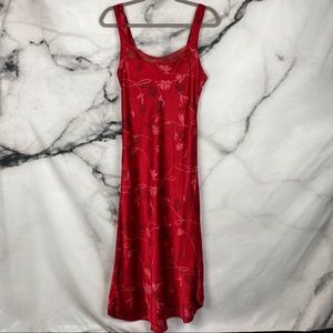Vintage 100% Silk Red Floral Slip